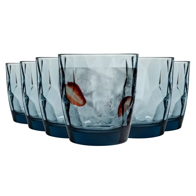 Set Of 6 300Ml Diamond-Textured Whiskey Glasses 1