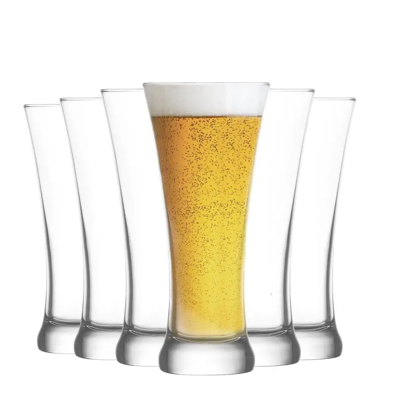 Set Of 6 380Ml Sorgum Pilsner Beer Glasses, Transparent 1