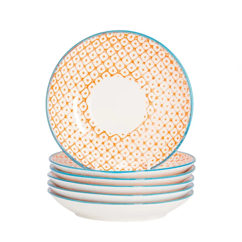 Set Of 6 Orange Stoneware Cappuccino Saucers – 14.5Cm Diameter 1