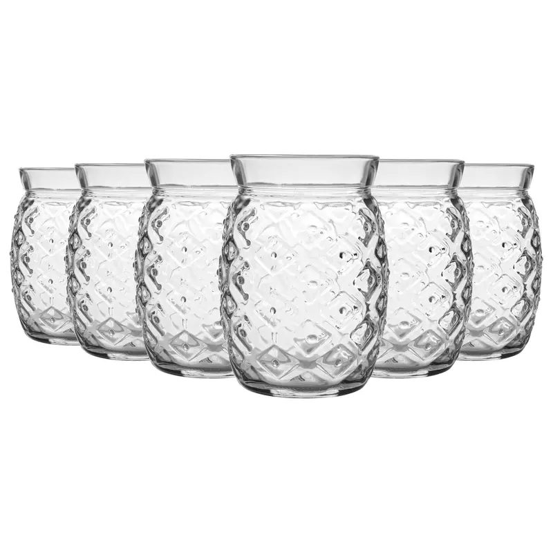Set Of 6 Tangy Pineapple Sour Glasses – 455Ml Vibrant Bar Servingware 1