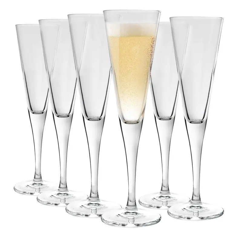 Set Of 6 Ypsilon Champagne Flutes – 160Ml Elegant Stemmed Glasses 1