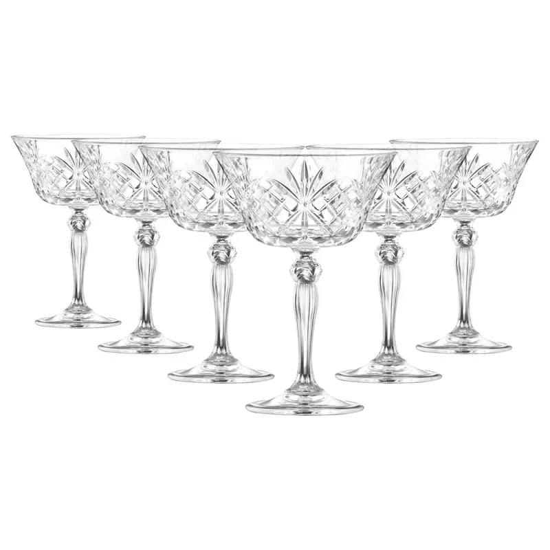 Set Of Six 260Ml Crystal Champagne Saucers – Melodia Collection 1