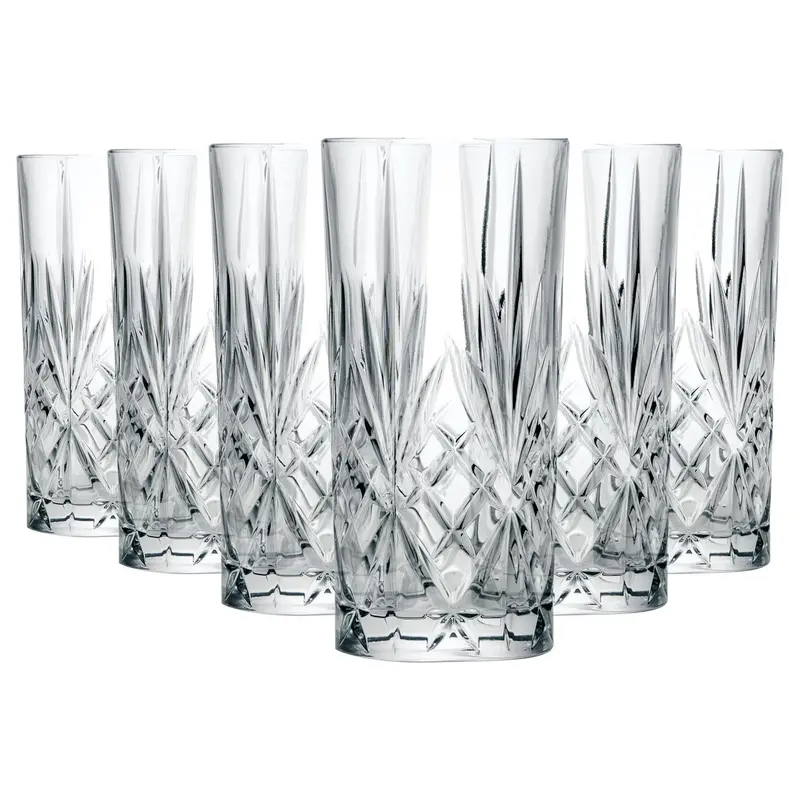 Set Of Six 360Ml Crystal Melodia Highball Glasses – Tall Refreshment Tumblers 1