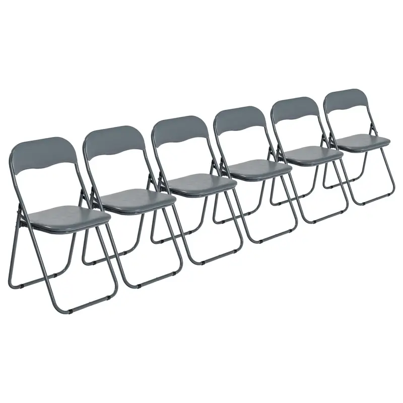 Set Of Six Grey Wave Padded Chairs With Grey Frames 1