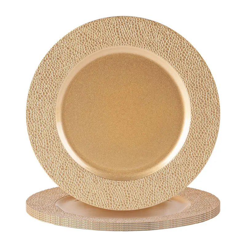 Set Of Six Hammered-Texture Melamine Charger Plates 1