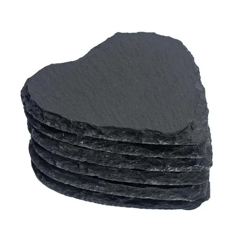 Set Of Six Heart-Shaped Slate Coasters 1
