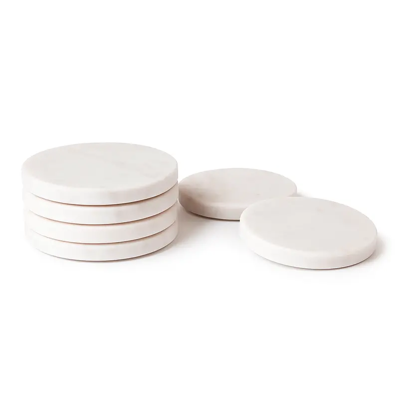 Set Of Six Round Marble Drink Coasters 1