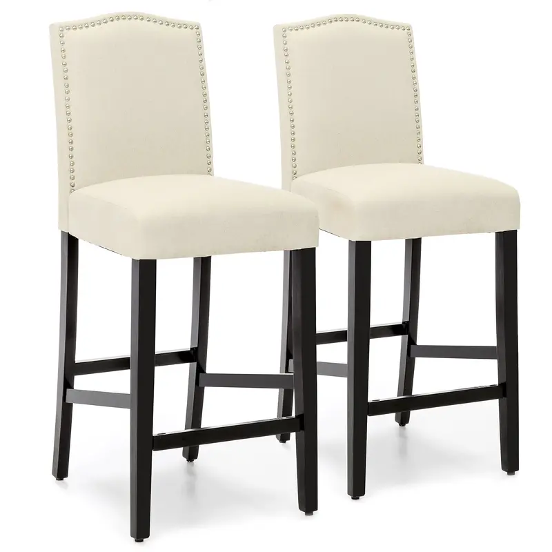 Set Of Two Faux Leather Counter-Height Bar Stools – 30" Seat Height With Decorative Stud Detailing 2