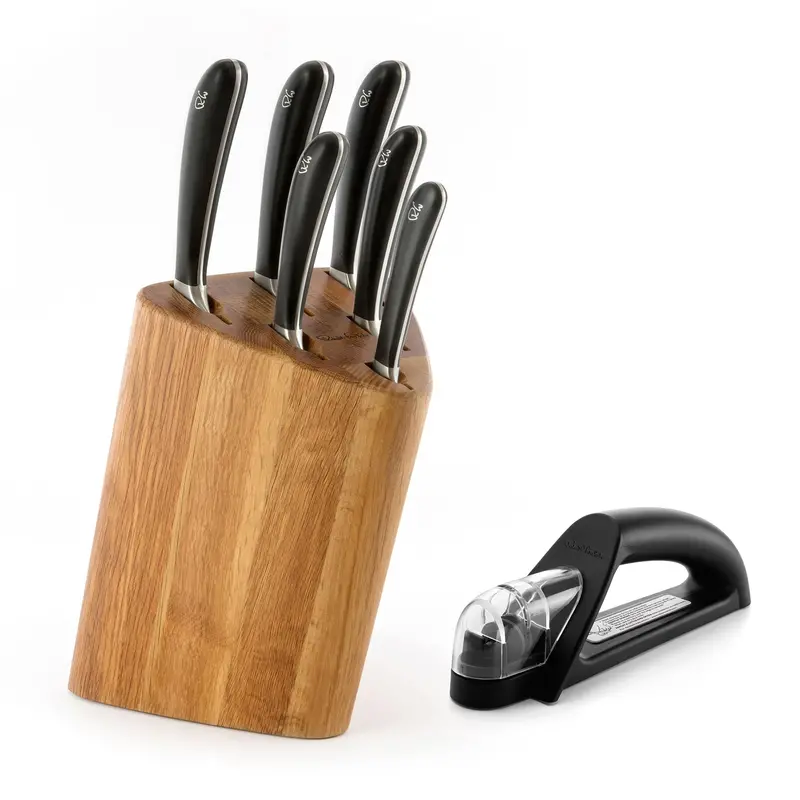 Signature Prism Oak Knife Block Set With Integrated Sharpener 1
