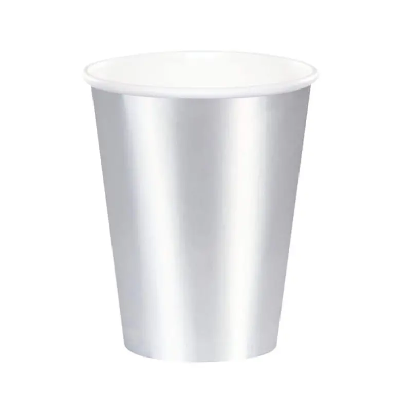 Silver Metallic Foil Paper Cups – 9-Ounce Capacity, Pack Of 10 1
