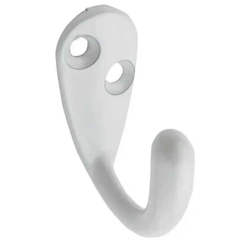 Single-Prong Adhesive Wall Hooks – Pack Of Two, Matte White Finish 1