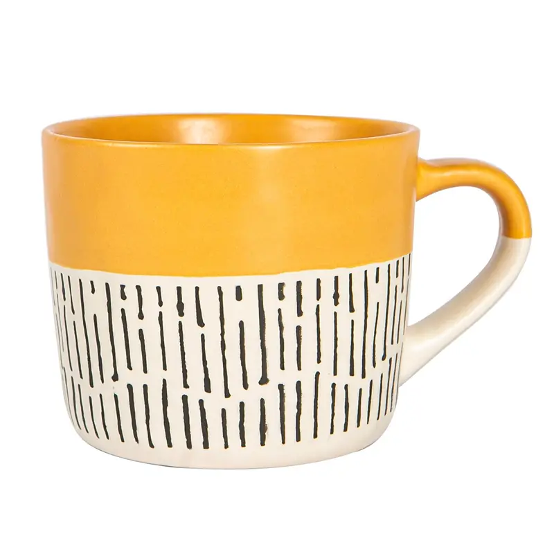 Single Yellow Colour-Block Stoneware Coffee Mug – 450Ml 1