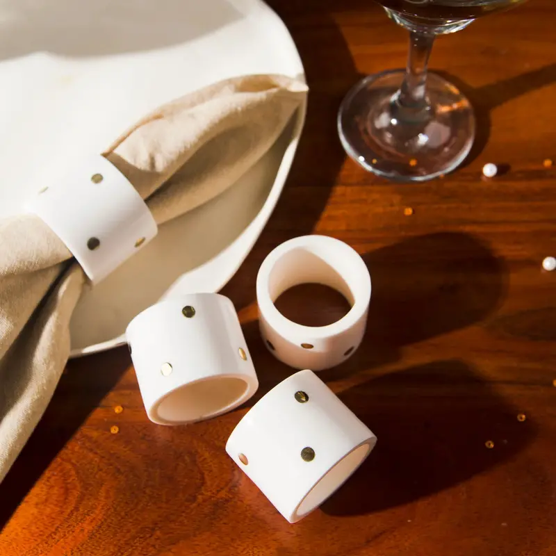 Sitara Textured Napkin Rings In Mixed Natural Finishes – Set Of 4 1