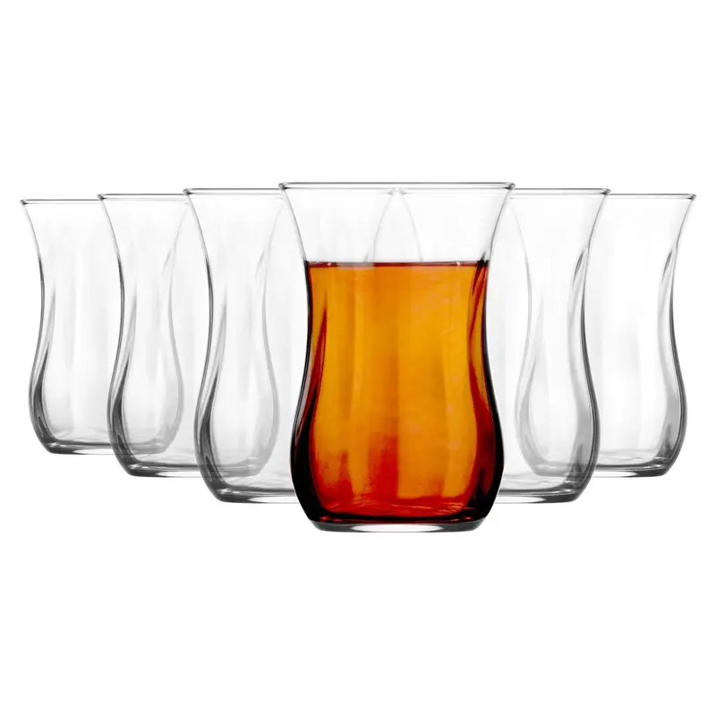 Six 115Ml Klasik Embossed Glass Turkish Tea Cups (Cups Only) 1