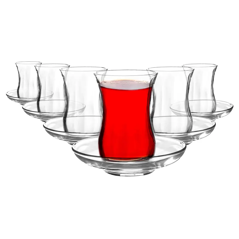 Six 115Ml Klasik Embossed Turkish Tea Cups With Matching Saucers 1