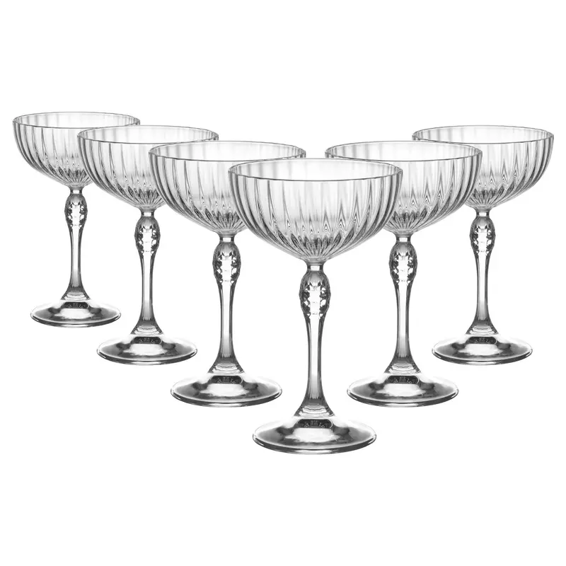 Six 230Ml Art Deco-Inspired Champagne Saucers 1