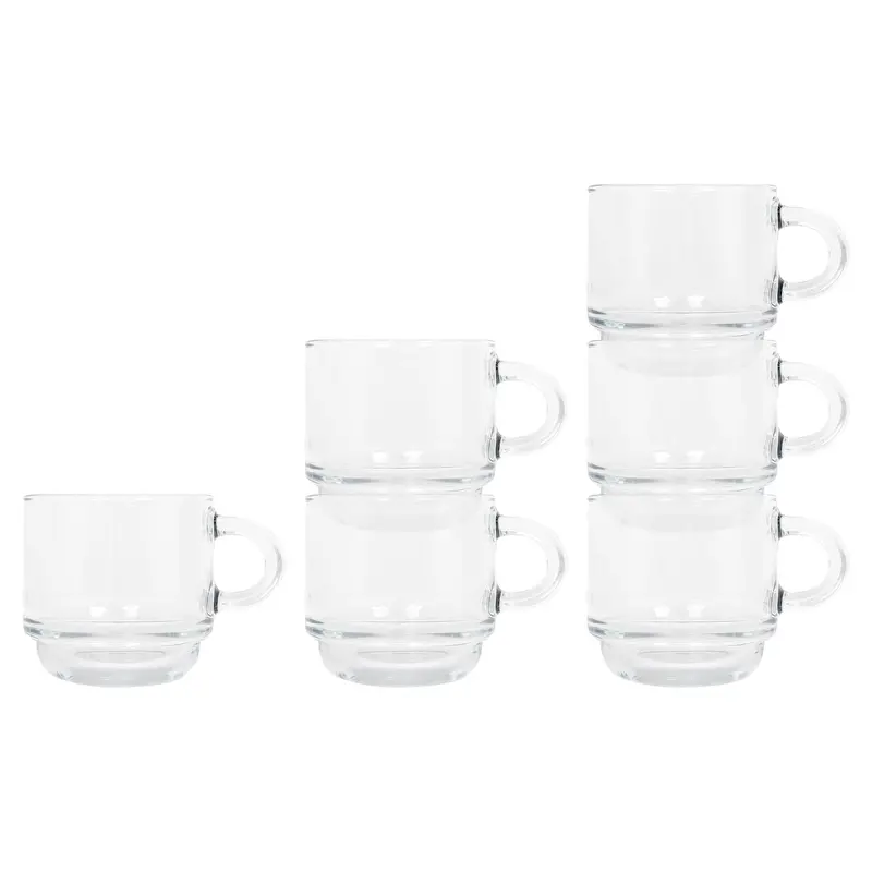 Six 90Ml Cozy Stackable Glass Espresso Cups 1