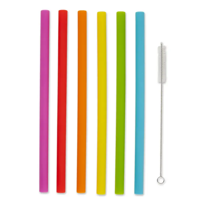 Six-Piece 10-Inch Wide-Bore Silicone Smoothie Straws 1