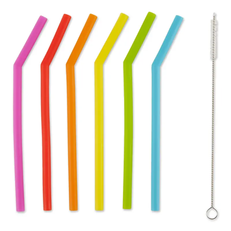 Six-Piece 6-Inch Flexible Silicone Drinking Straws 1