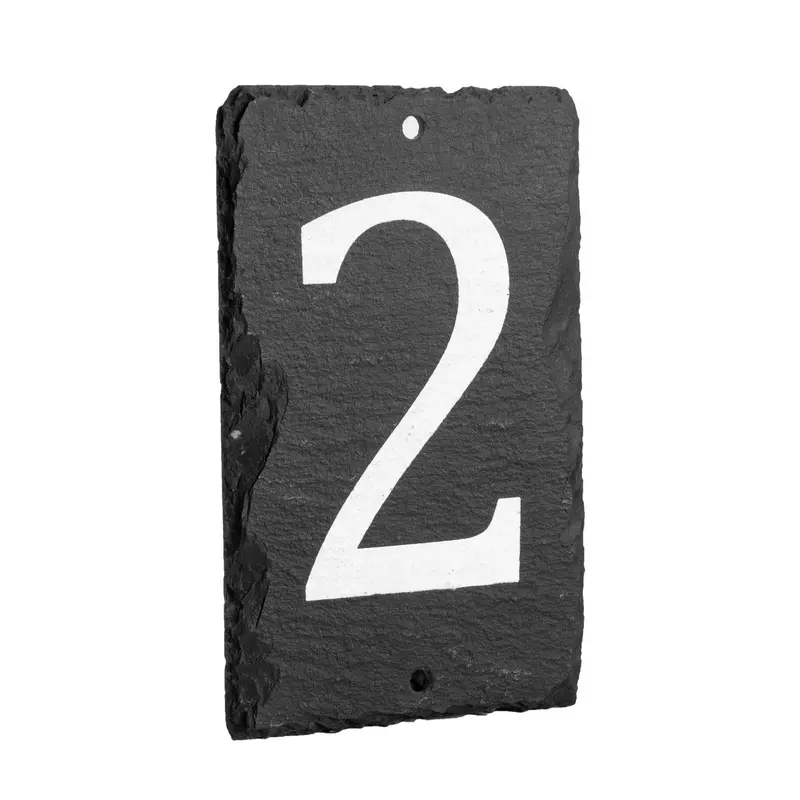 Slate Number 2 Home Address Sign – Hand-Finished Stone Plaque 1