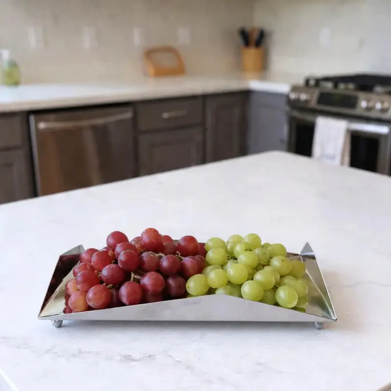 Sleek Angular Stainless Steel Serving Tray 1