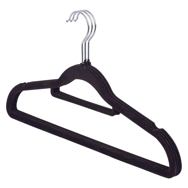 Slim Black Velvet-Coated Hangers – 3-Pack 1