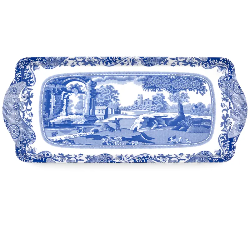 Spode Blue Italian Sandwich Tray By Pimpernel – 15.25" X 6.5" Ceramic Serving Platter 1