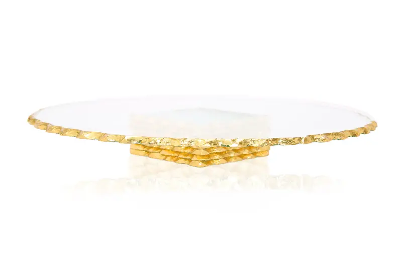 Stacked Glass Cake Stand With Gold-Trimmed Edges – Classic Touch 1