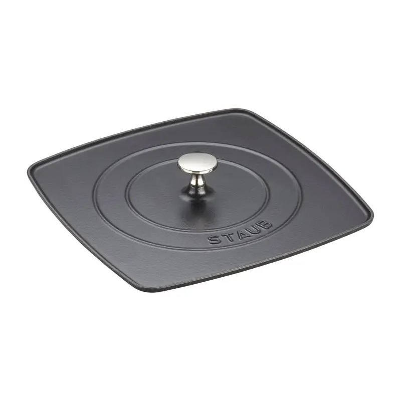 Staub Matte Black Square Cast Iron Grill Press 1