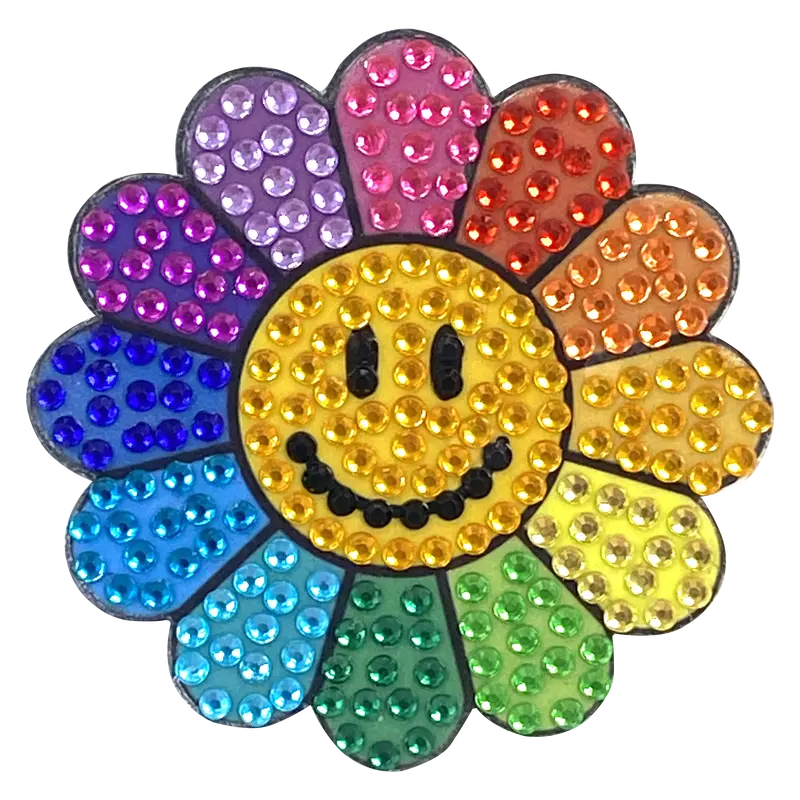 Stickerbeans Rainbow Daisy Glitter Sticker – 2 Inch Round Decal 1