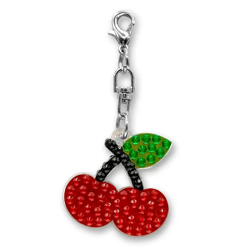 Stickerbeans Rhinestone Cherries Charm – Clip-On Sparkle Accessory 1