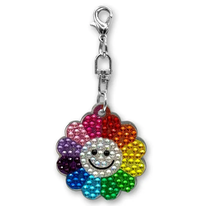 Stickerbeans Rhinestone Rainbow Daisy Charm – Clip-On Sparkle Accessory 1