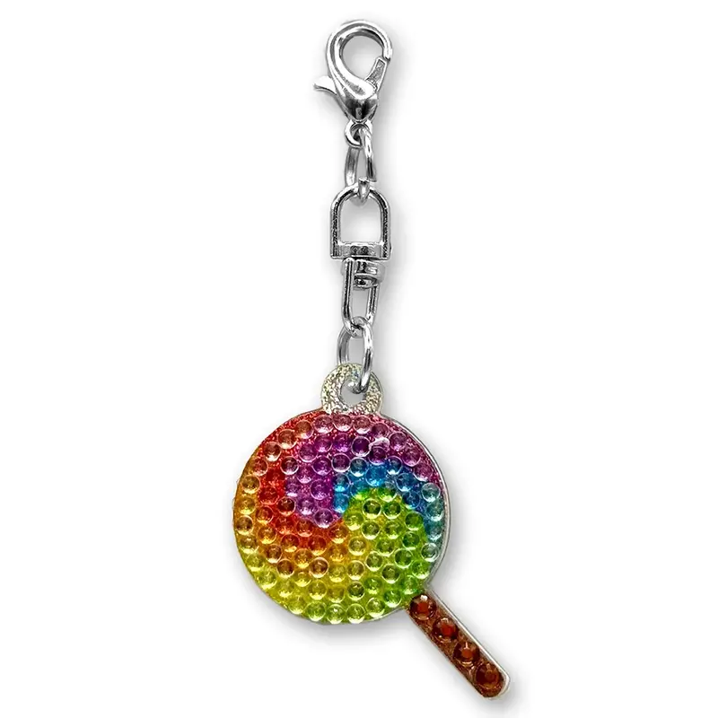 Stickerbeans Rhinestone Rainbow Lollipop Charm – Clip-On Sparkle Accessory 1