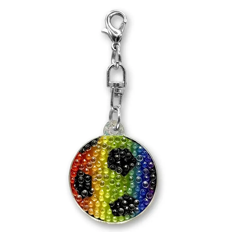 Stickerbeans Rhinestone Rainbow Soccer Charm – Clip-On Sparkle Accessory 1