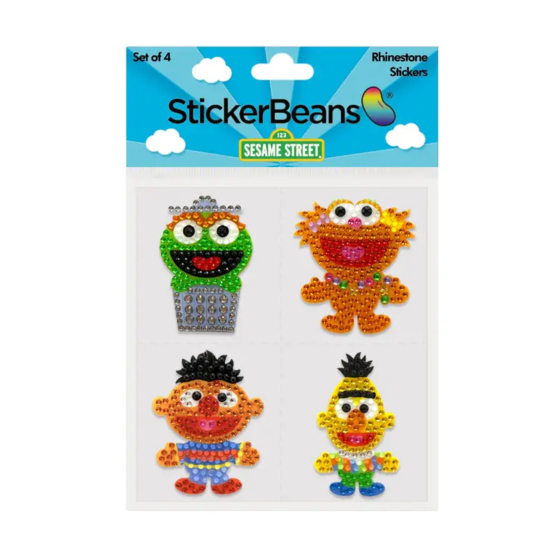 Stickerbeans Sesame Street Pals Sparkle Sticker Collection – 2-Inch, 4-Pack 1