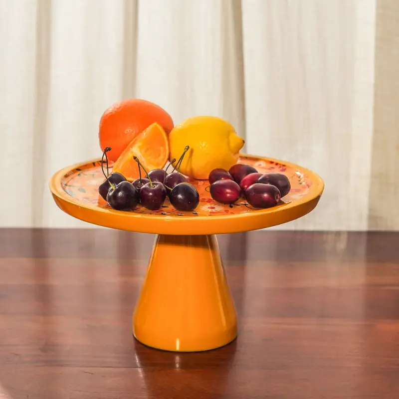 Sunburst Bloom Yellow Inlay Cake Stand By Mela Artisans 1