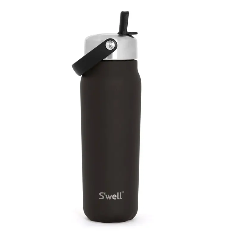 S'Well Explorer 24 Oz Flip-Straw Bottle – Sleek Onyx Matte Finish 1