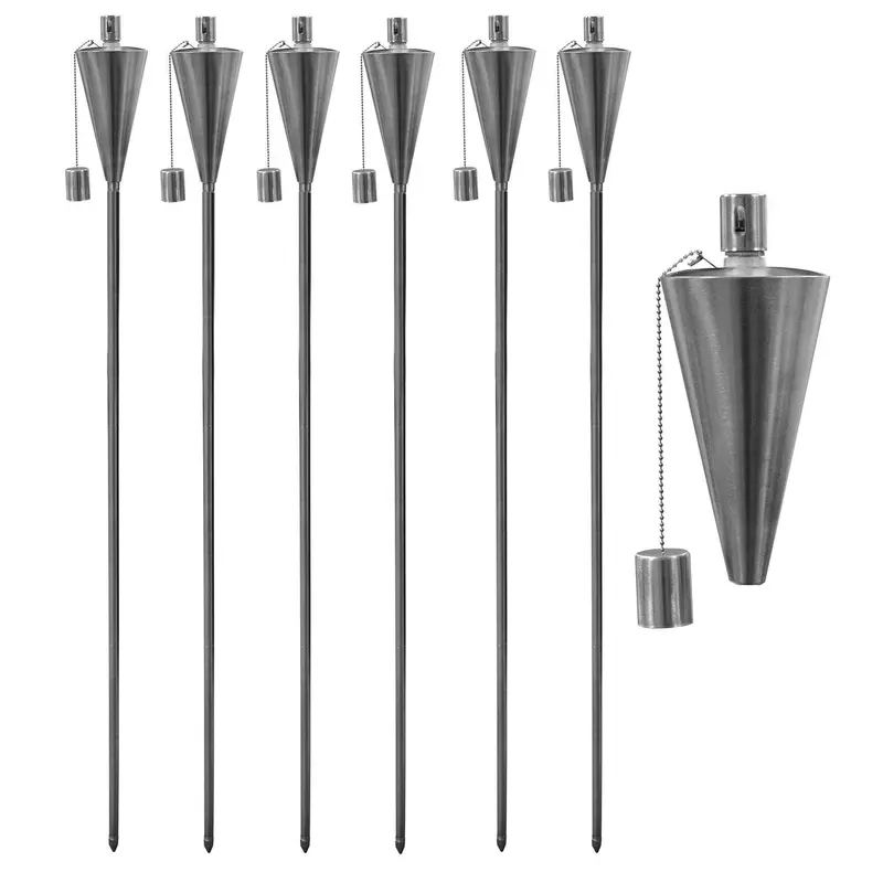 Tall 1.46M Metal Cone Garden Torches – Set Of Six 1