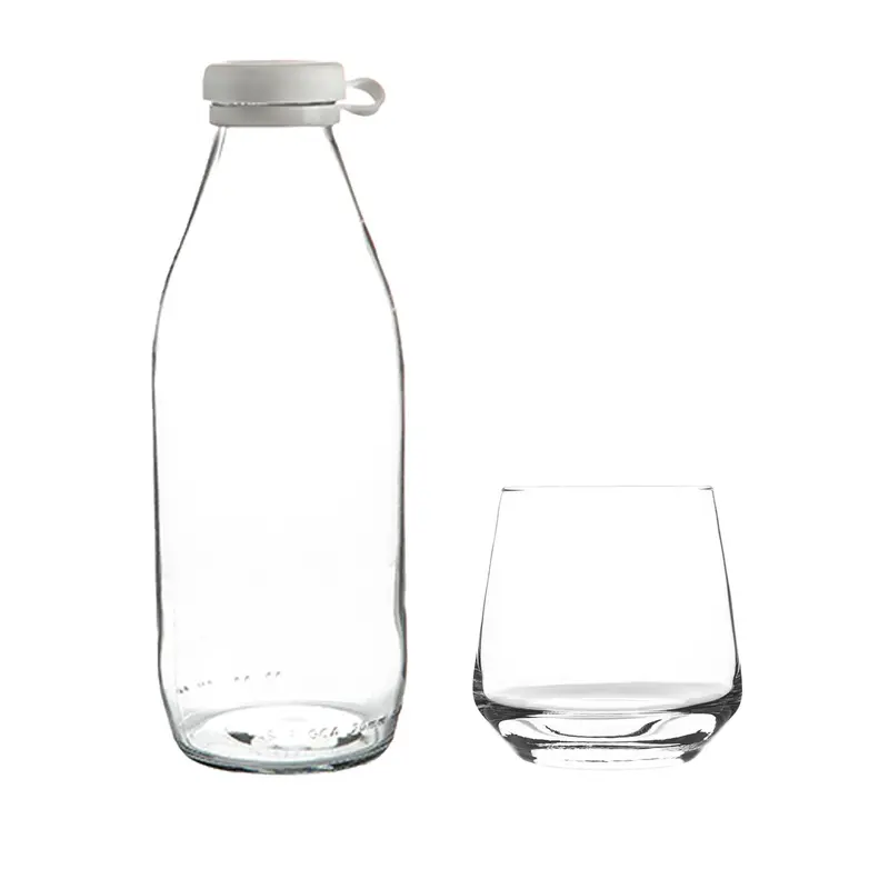 Tallo 7-Piece Tumbler Glass Set With Reusable Bottle 1