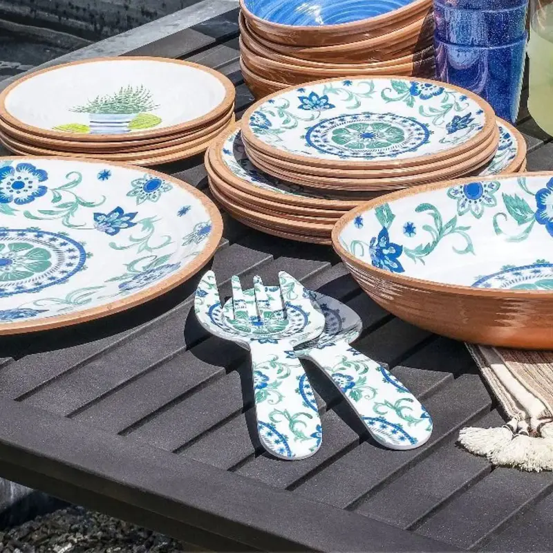 Tarhong Rio Turquoise Floral Melamine Serving Utensils 1