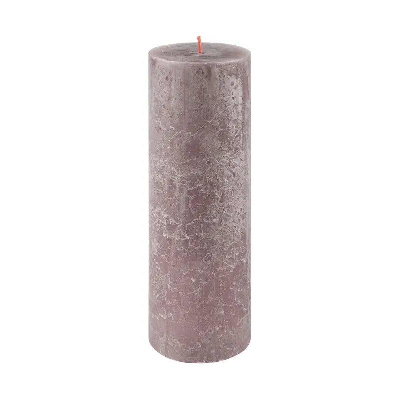 Taupe Rustic Shine Pillar Candle – 19 Cm 1