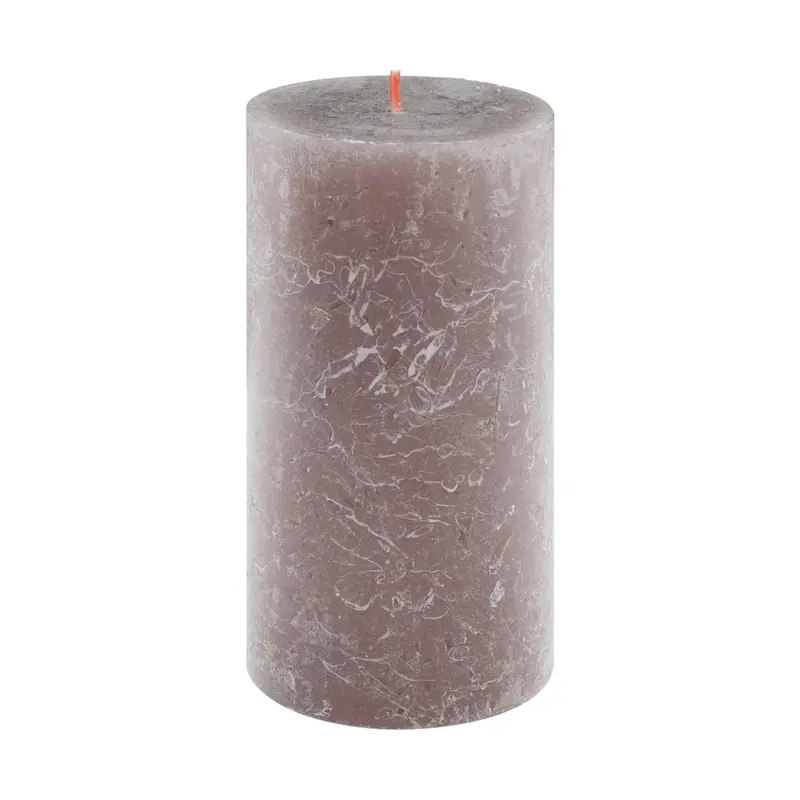 Taupe Rustic-Style Pillar Candle – 13 Cm Height 1