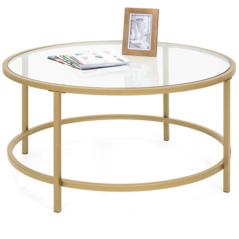 Tempered Glass Round Coffee Table — 36-Inch Diameter With Reinforced Steel Frame 1