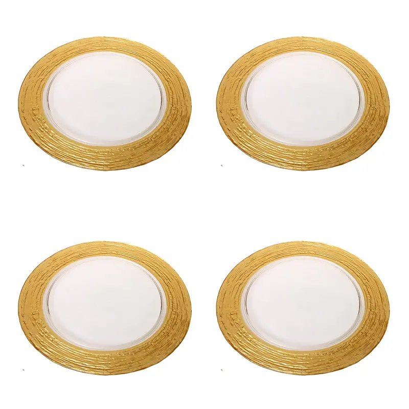 Textured Glass Chargers With Subtle Grain Pattern (Set Of 4) 1
