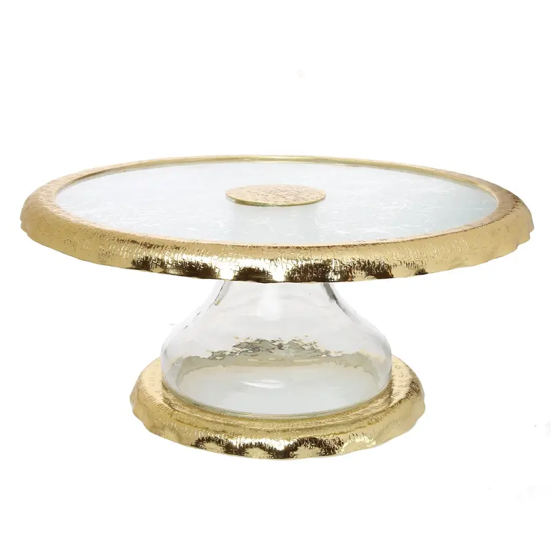 Tiered Glass Cake Stand With Gold-Trimmed Base 1