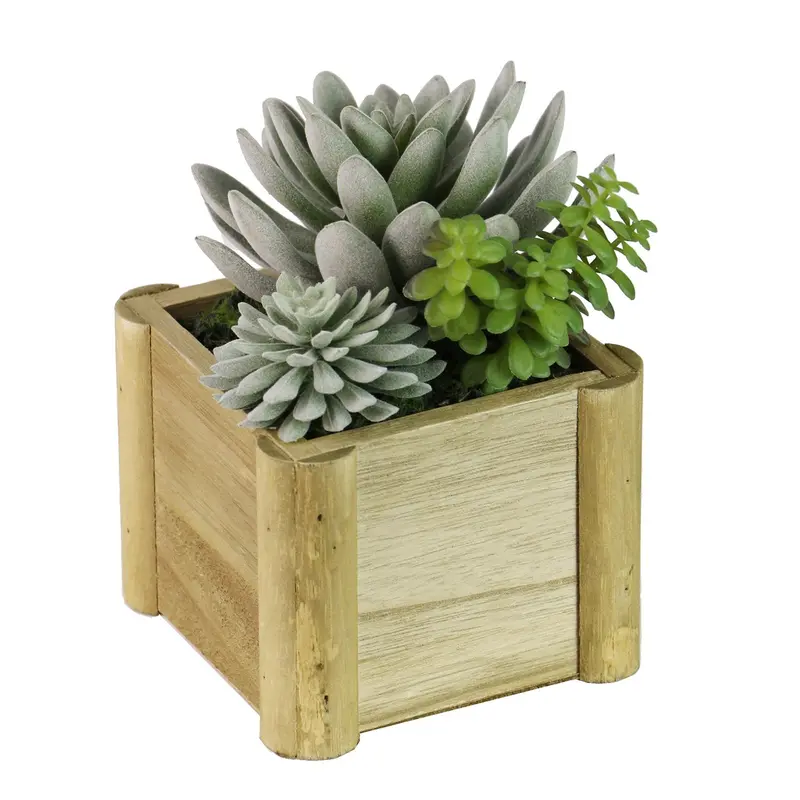 Tri-Level Succulent Garden – Curated Faux Potted Collection 1
