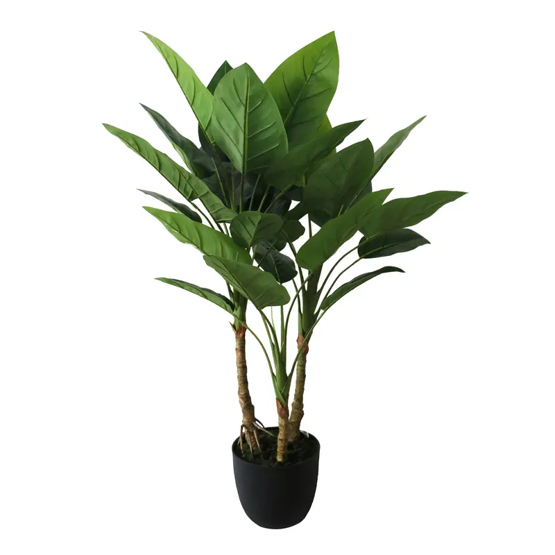 Triple-Trunk Aureum Bonsai – Artificial Tree In Durable Plastic Planter 1