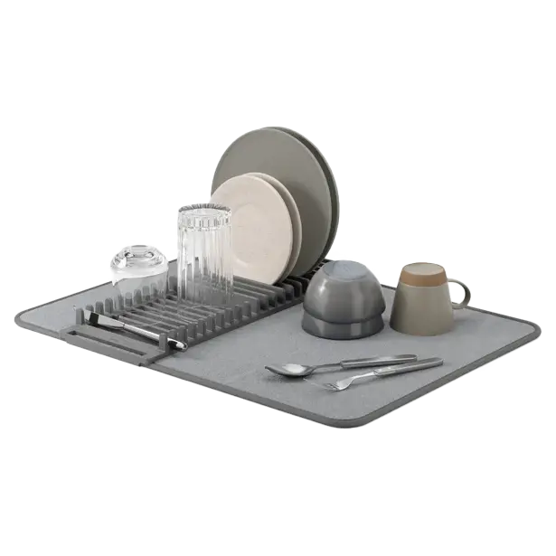 Umbra Udry Compact Dish Rack With Integrated Drying Mat – Charcoal 1