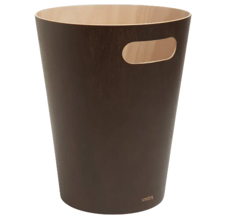 Umbra Woodrow Slim Waste Bin In Rich Espresso Finish 1