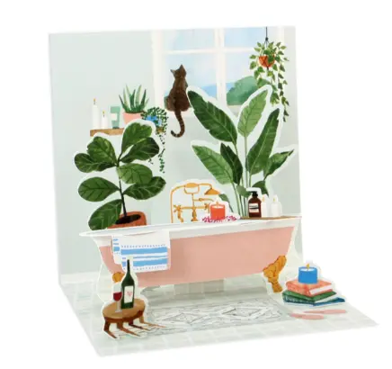 Up With Paper 3D Bathtub-Themed Greeting Card – Pop-Up Trinket Design 1